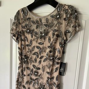 Adrianna Papell Size 6 and Size 4 Floral Beaded Godet Gown